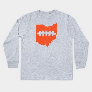 Cleveland Browns Ohio Football Fan Laces Design Kids Long Sleeve T-Shirt